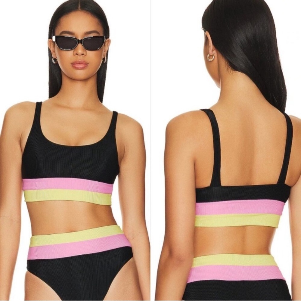Size XS Beach Riot Mackenzie Pink Lemonade Colorblock Rib Bikini 2 Piece